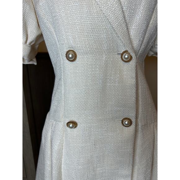 Shein | Cream Fit and Flare Double Breasted Button Front Dress | 6 - Picture 5 of 13